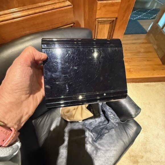 Jimmy Choo 'Candy' Black Acrylic evening bag clutch w/optional chain strap - Picture 7 of 9